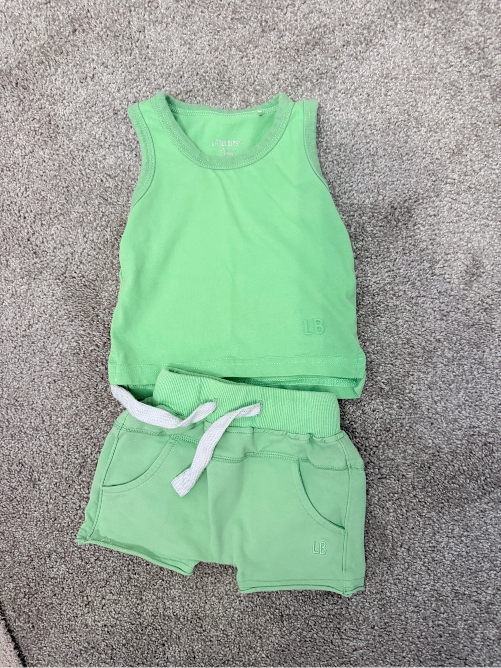 Little Bipsy Green Tank Top and Shorts Set